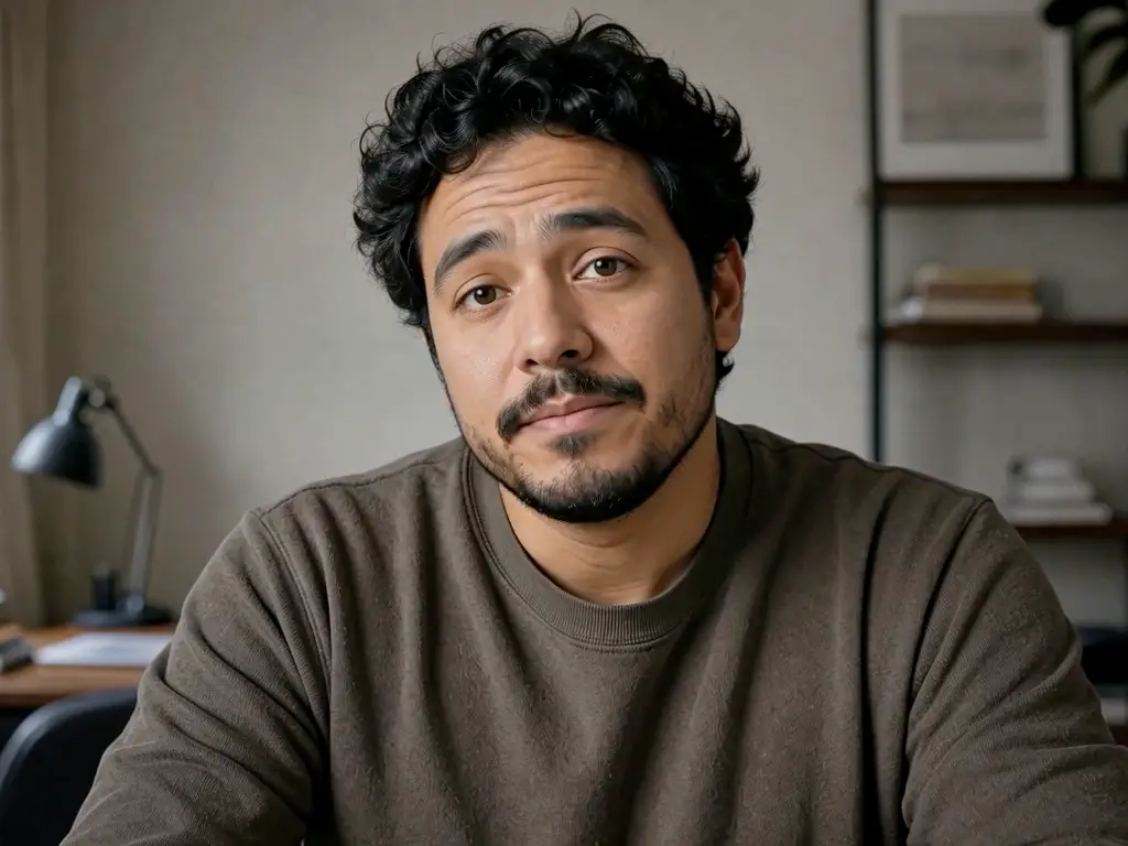 A man at home, ready to continue a conversation about living with ADHD