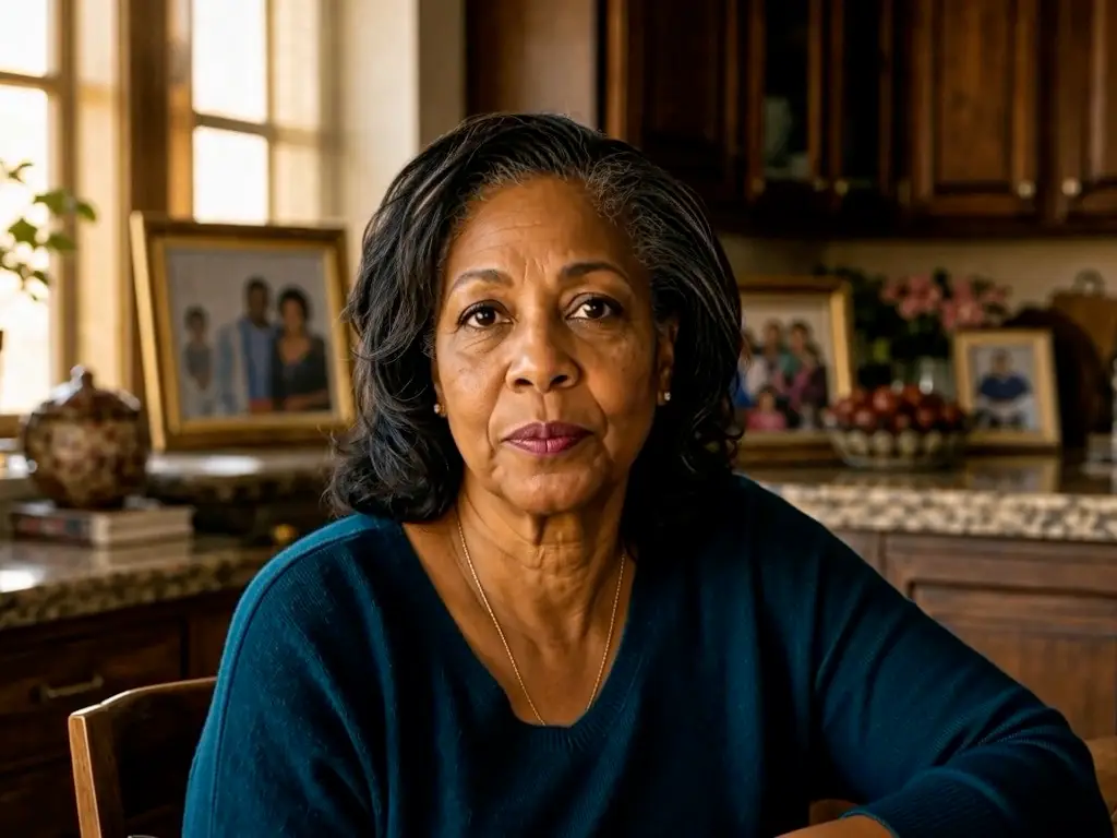 A woman in her kitchen, ready to continue a conversation about living with diabetes