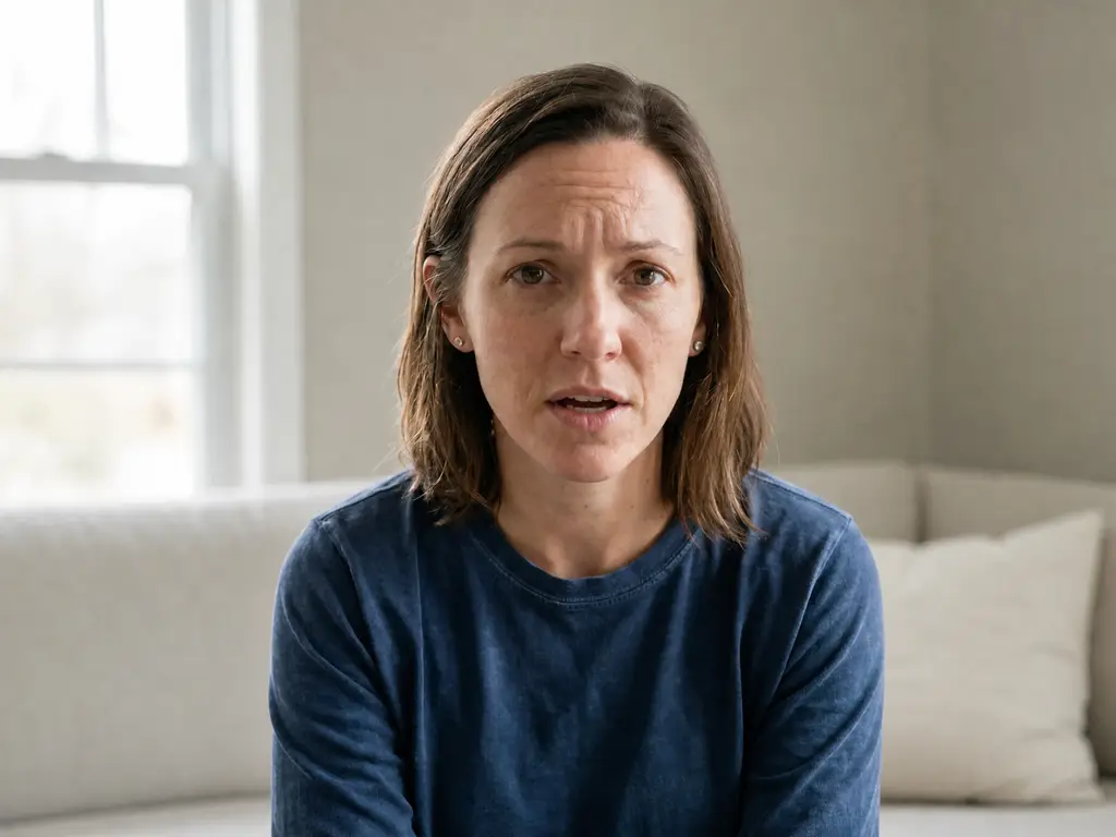 A woman at home, ready to continue a conversation about living with herpes
